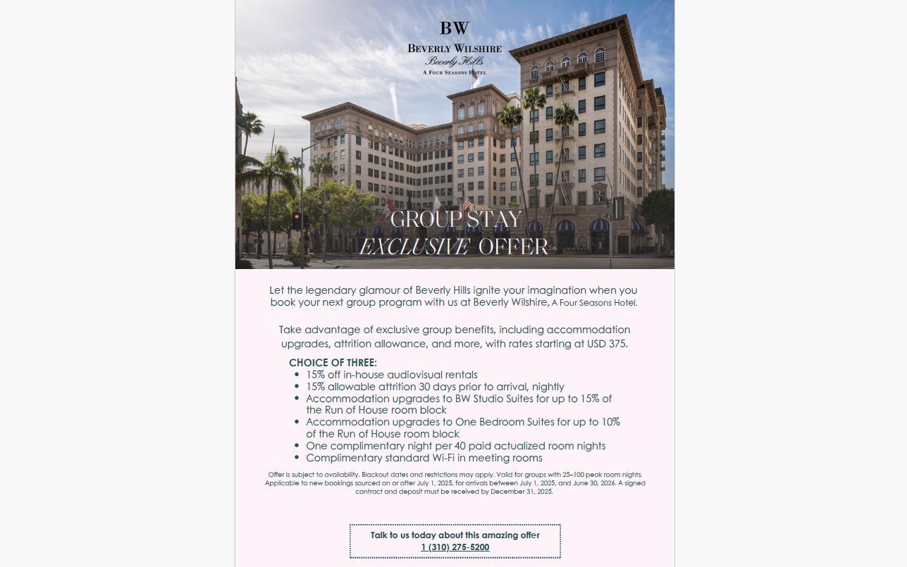 Beverly Wilshire Group Offer image