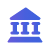A blue building with the letter "III" on it, placed on a black background with a blue outline.